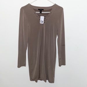 Forever 21 XL Cocoa Lace Up Front Dress